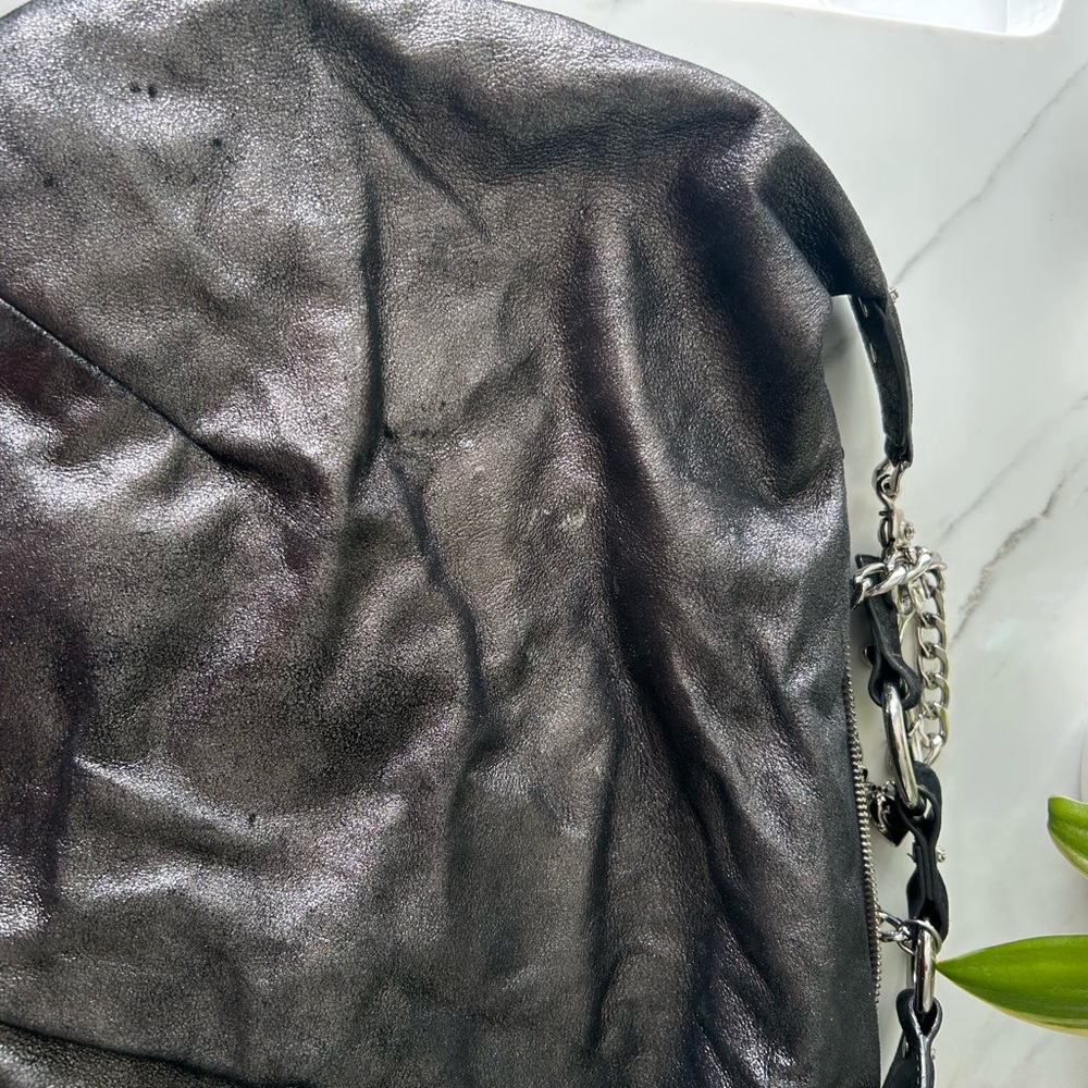 Vintage Juicy Couture Black Metallic Leather Shoulder Bag - Picture 9 of 14